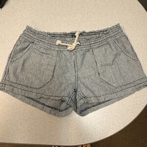 Nautical Striped‎ High Waist Women's Linen blend Shorts